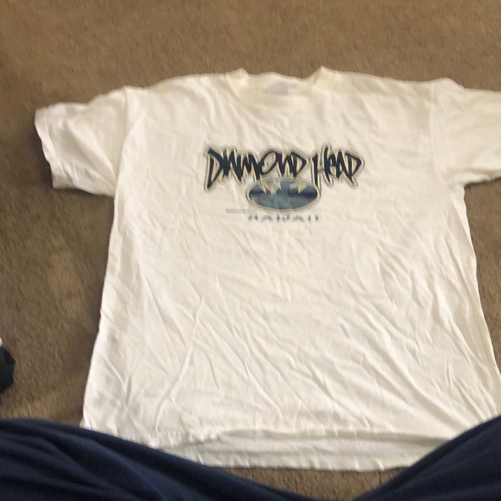 Pure white, short sleeve, Hawaiian T-shirt, extra large